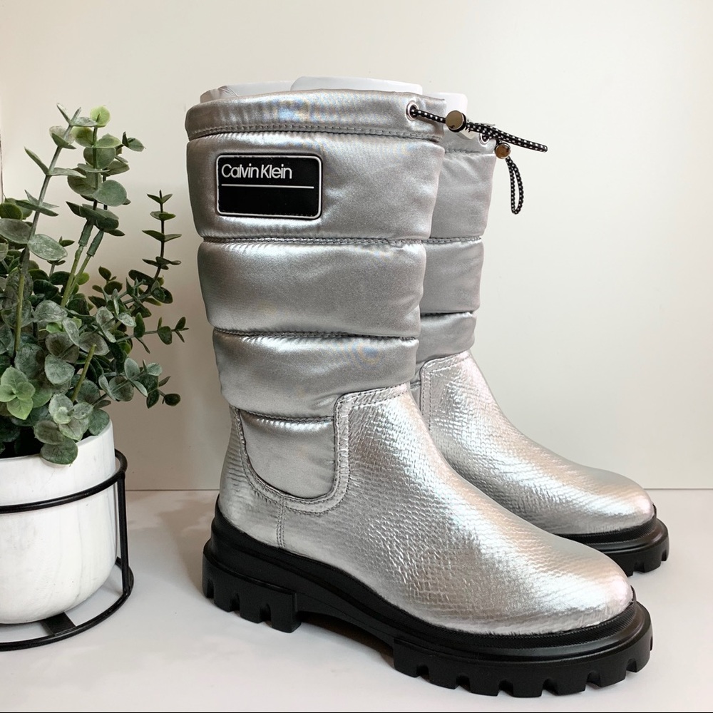 Calvin Klein Leaton Metallic Puffy Bomber Boots Winter Shoes
Water Resistant